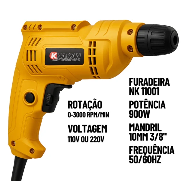 Furadeira e parafusadeira 900W Nakan Nakasaki - Imagem 3